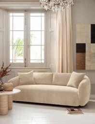 BARKER AND STONEHOUSE Cocoon Chenille 2 Seater Curved Sofa Neutral