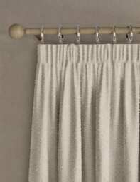 M&S Boucle Pencil Pleat Curtains Ecru