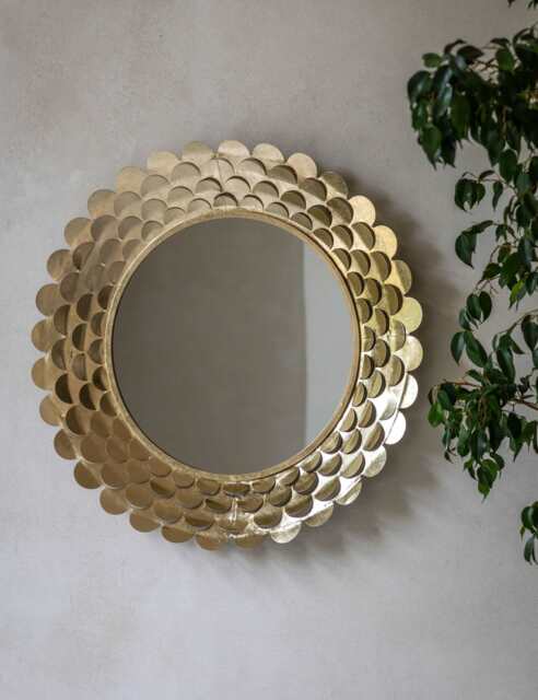 Gallery Direct Windsor Metal Large Round Wall Mirror Gold