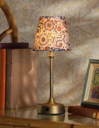 Joules Home Lighting Apsley Rechargeable Metal Floral Table Lamp Antique Brass