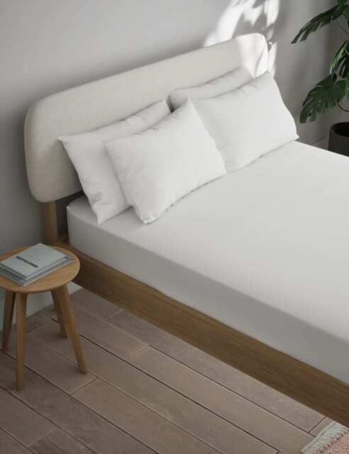 M&S Cotton Blend Non Iron Fitted Sheet White