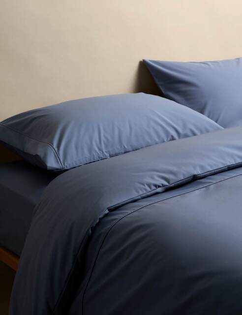 M&S Egyptian Cotton 230 Thread Count Crisp Bedding Set Slate Blue