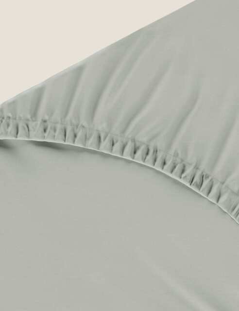 M&S Pure Cotton 300 Thread Count Fitted Sheet Light Grey