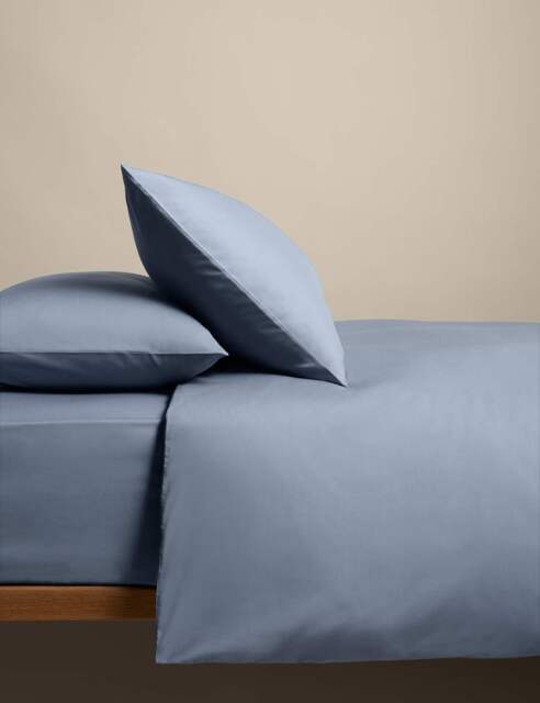 M&S Cotton Rich Bedding Set Dusty Blue