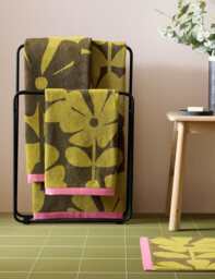 Orla Kiely Pure Cotton Wildflower Bath Mat Yellow Mix