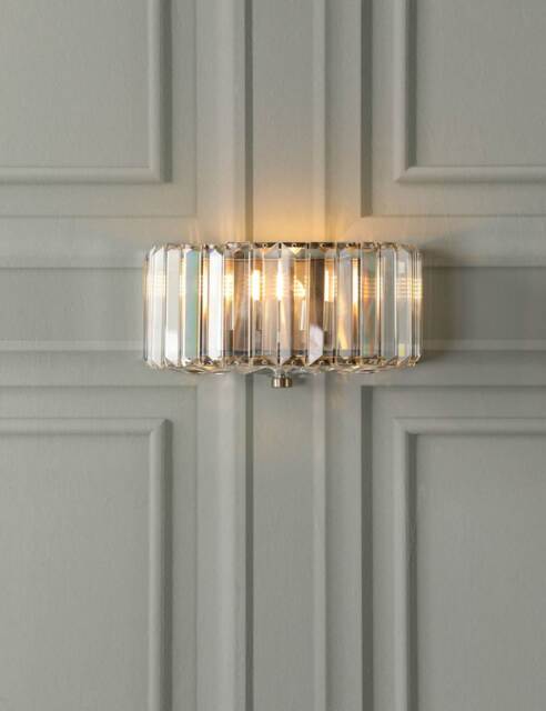 Laura Ashley Fernhurst Faceted Crystal Wall Light Antique Brass