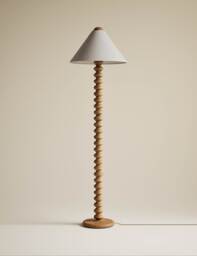 M&S Evelyn Wooden Bobbin Floor Lamp Wood