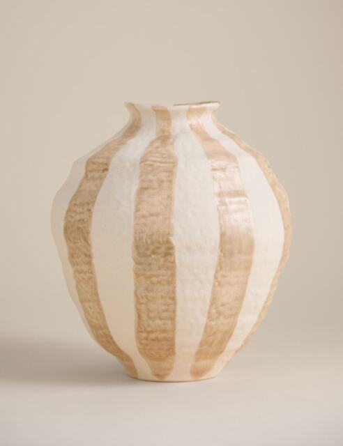 M&S Striped Ceramic Vase Neutral