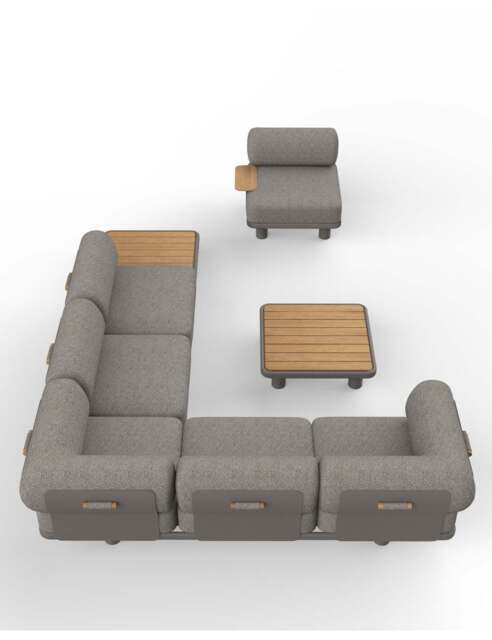 Royalcraft Leox Modular 5 Seater Garden Corner Sofa Set Light Brown