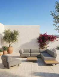 Royalcraft Leox Modular 5 Seater Garden Corner Sofa Set Light Brown
