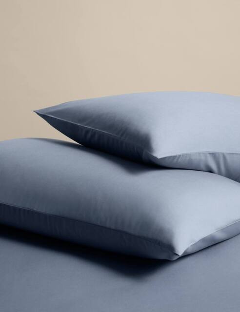 M&S 2 Pack Cotton Rich Pillowcases Dusty Blue
