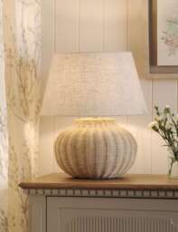 Laura Ashley Fernhill Rattan Large Table Lamp Cream