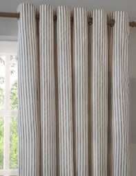 YARD Hebden Pure Cotton Striped Eyelet Curtains Brown Mix