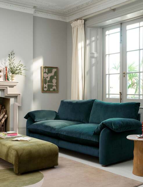 BARKER AND STONEHOUSE Orson Chenille 4 Seater Sofa Blue