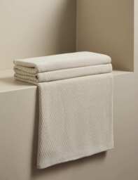 M&S X Kelly Hoppen Kelly Hoppen Pure Cotton Chevron Knitted Throw Taupe Mix