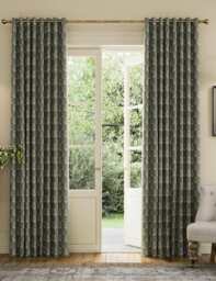 Joules Chamomile Pure Cotton Eyelet Blackout Curtains Green Mix