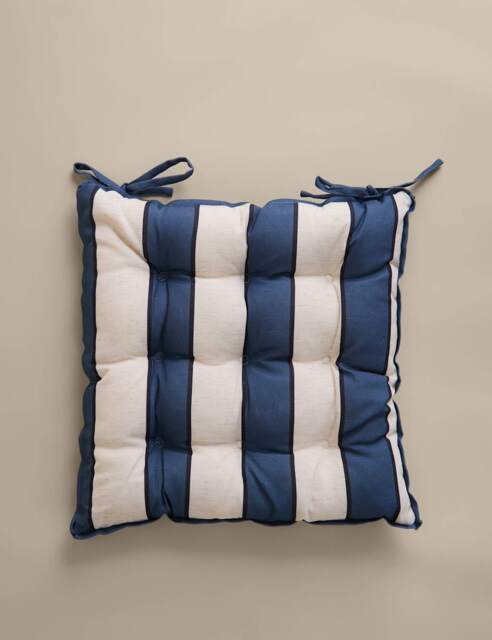M&S 2 Pack Striped Outdoor Seat Pads Blue Mix