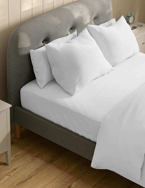 M&S Pure Cotton 300 Thread Count Deep Fitted Sheet White