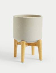 M&S Medium Ceramic Planter with Stand Grey