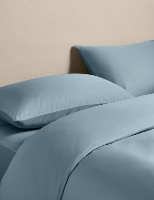 M&S Egyptian Cotton 400 Thread Count Silky Bedding Set Dusty Blue