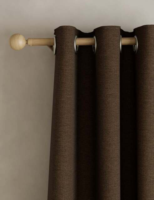 M&S Brushed Eyelet Blackout Thermal Curtains Chocolate
