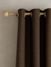 M&S Brushed Eyelet Blackout Thermal Curtains Chocolate