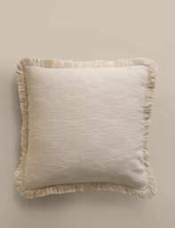 M&S Textured Fringe Cushion Cover Ecru
