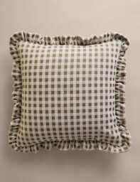 M&S Chenille Woven Gingham Cushion Green
