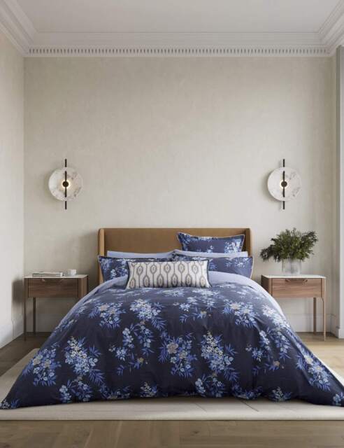 Bedeck of Belfast 2 Pack Pure Cotton Nahla Pillowcases Cobalt