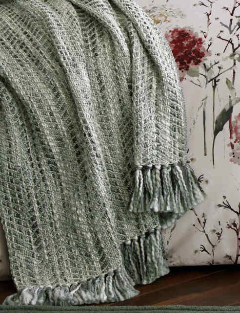 Laura Ashley Cotton Blend Liberton Throw Green Mix