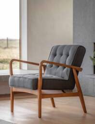 Gallery Direct Humber Oak Linen Armchair Dark Grey