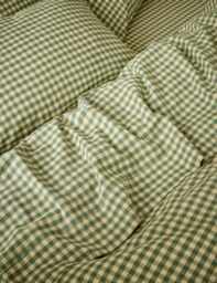Piglet In Bed Linen Rich Gingham Flat Sheet Green
