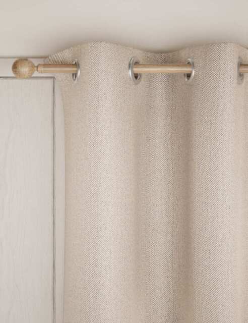 M&S Herringbone Eyelet Curtains Natural