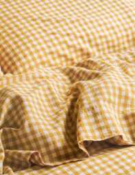 Piglet In Bed Linen Rich Gingham Flat Sheet Yellow Mix