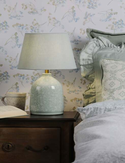 Laura Ashley Campion Ceramic Floral Table Lamp Blue