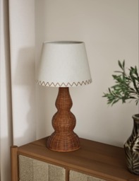 M&S Wicker Graduated Base Table Lamp Natural
