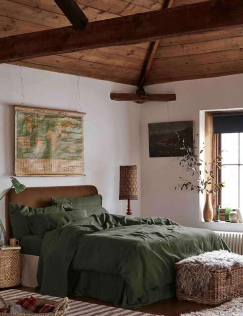 Piglet In Bed Pure Linen Duvet Cover Green
