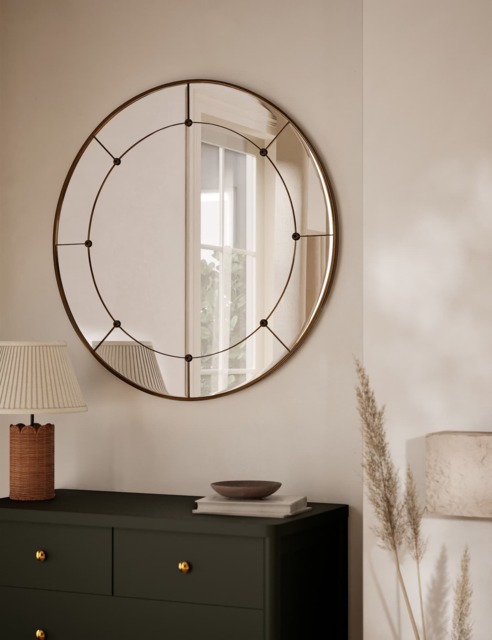 M&S Eliza Round Hanging Mirror Antique Brass