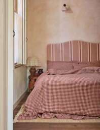Piglet In Bed Linen Rich Gingham Duvet Cover Red Mix