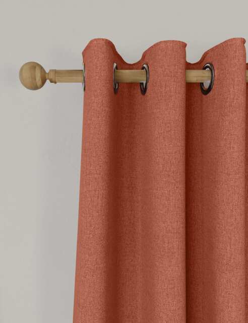 M&S Brushed Eyelet Blackout Thermal Curtains Terracotta