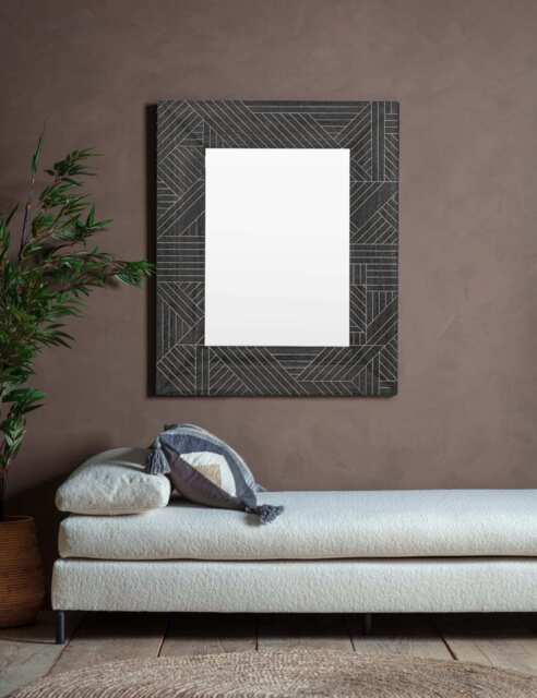 Gallery Direct Kakuda Extra Large Rectangular Wall Mirror Black