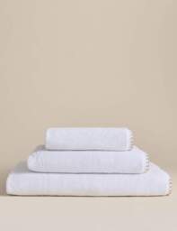 M&S Egyptian Cotton Blanket Stitch Towel White
