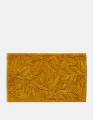 M&S Collection Pure Cotton Bamboo Leaf Bath Mat - Ochre, Ochre