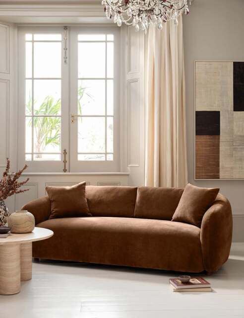 BARKER AND STONEHOUSE Cocoon Chenille 2 Seater Curved Sofa Brown