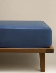 M&S Egyptian Cotton 230 Thread Count Silky Deep Fitted Sheet Slate Blue