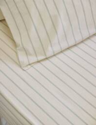 Piglet In Bed Pure Cotton Striped Fitted Sheet Green Mix