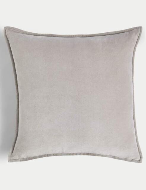 M&S Pure Cotton Velvet Large Cushion Grey