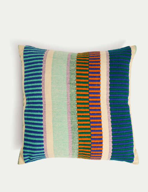 M&S Set of 2 Pure Cotton Modern Stripe Outdoor Cushions Multi