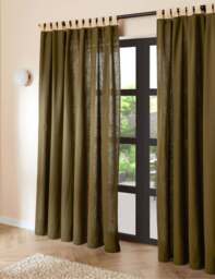 MADE Pure Cotton Hadlo Curtains With Velvet Loops Green
