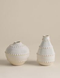 M&S Set of 2 Bobble Bud Ceramic Vases Soft White